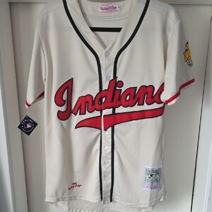 Vintage Satchel Paige 1948 Cleveland Indians Cream Jersey Size 48 (XL)